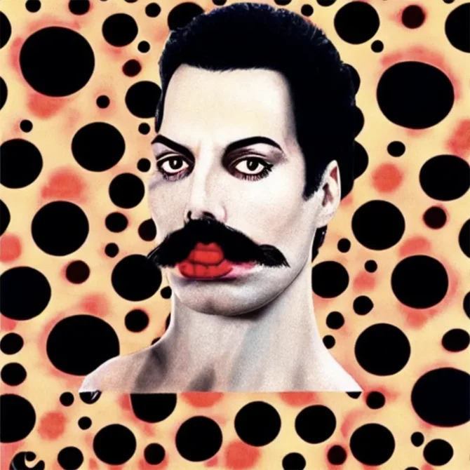 Freddie Mercury in the style of Yayoi Kusama     14